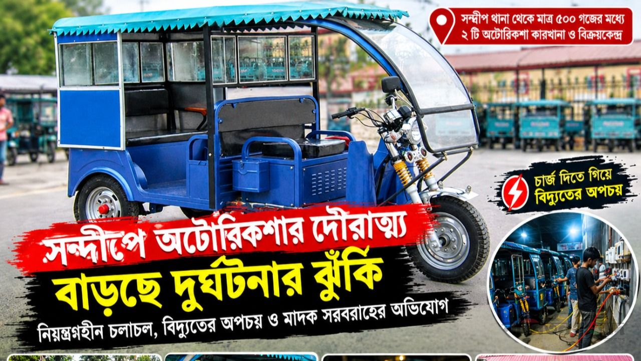 সন্দ্বীপে অটোরিকশার দৌরাত্ম্য, বাড়ছে দুর্ঘটনার ঝুঁকি, বিদ্যুতের অপচয় ও মাদক সরবরাহের অভিযোগ